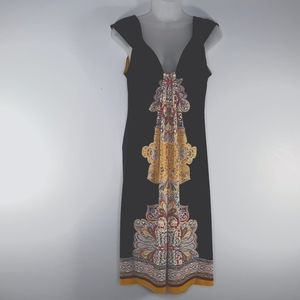 LONDON TIMES BLACK TRIBAL DESIGN  DRESS SZ 10